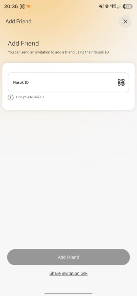 Add a friend via Nusuk ID