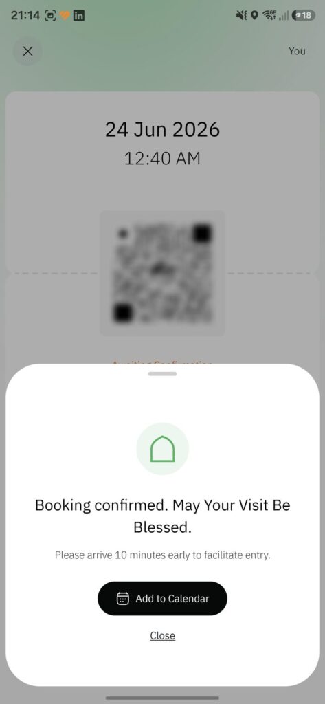 Confirmed - but confirm the visit next
