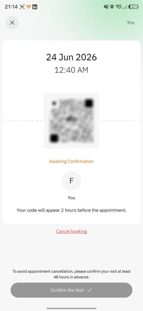 Awaiting Confirmation -> Confirm the Visit