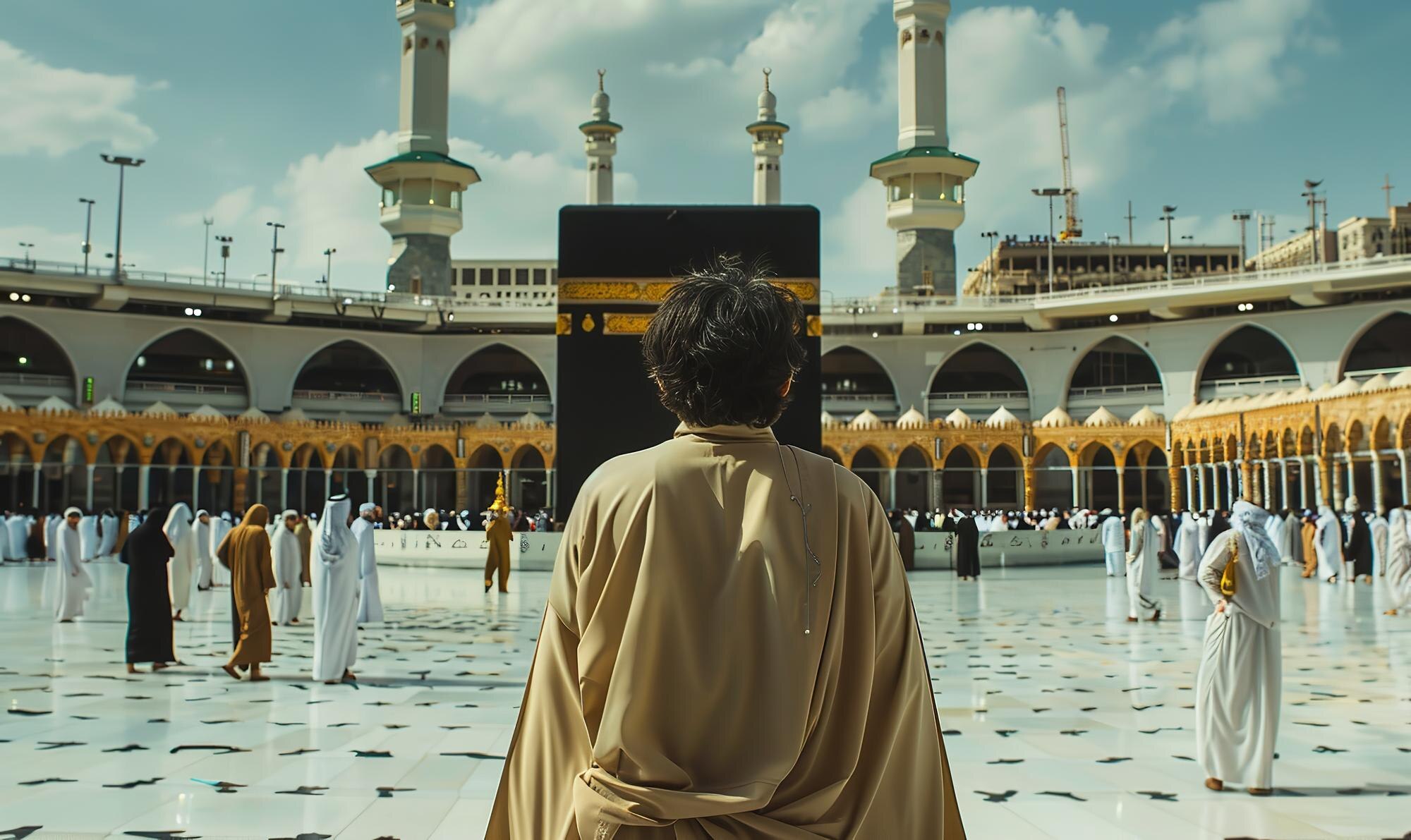 Pilgrim before the Kaaba in Masjid al-Haram
